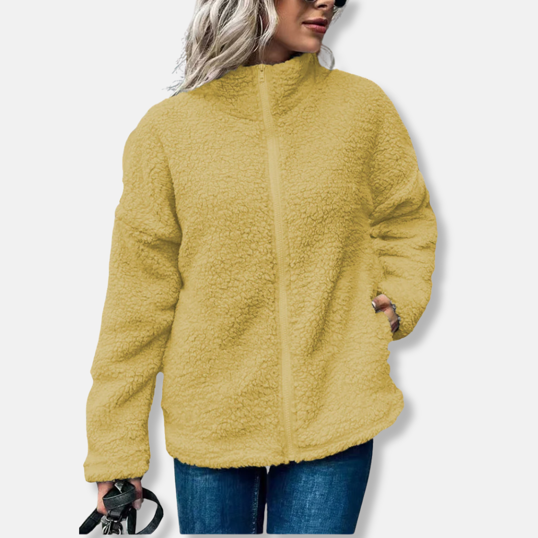 Veste femme en polaire – Coupe oversize – Col montant – Fermeture zippée