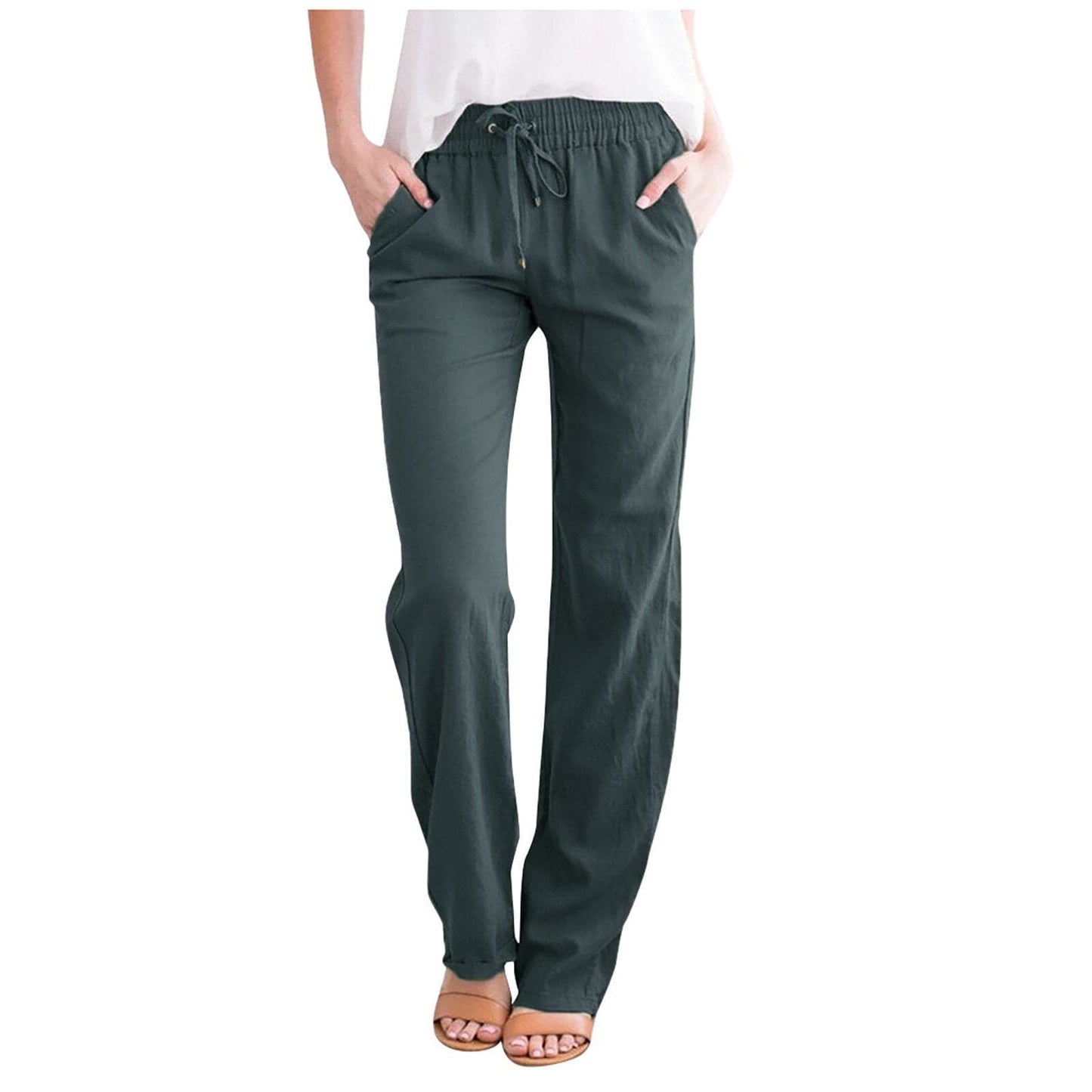 Pantalon Femme - Taille Élastique - Coupe Ample - Tissu Doux et Confortable