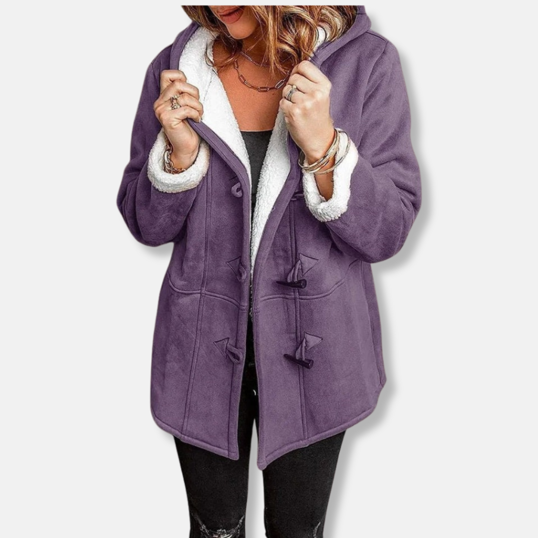 Veste polaire femme – Capuche – Doublure douce – Coupe décontractée – Longueur mi-cuisse