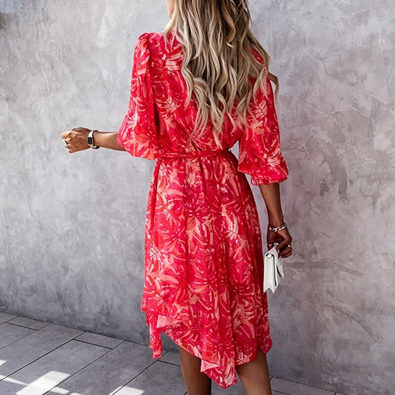 Sumara - Robe midi stylée à manches courtes