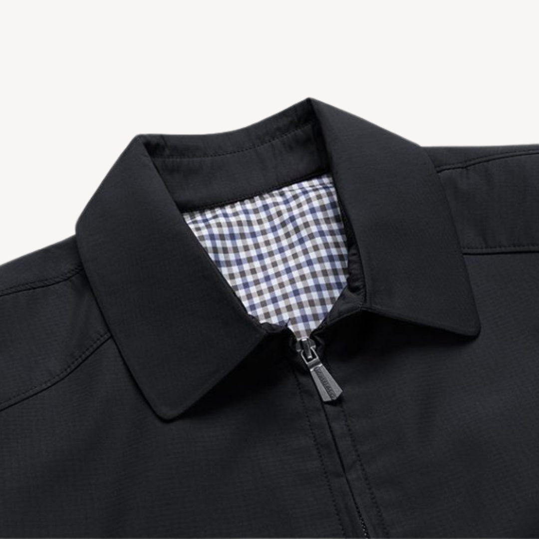 Veste homme – Coupe slim – Tissu respirant – Fermeture zippée – Col chemise