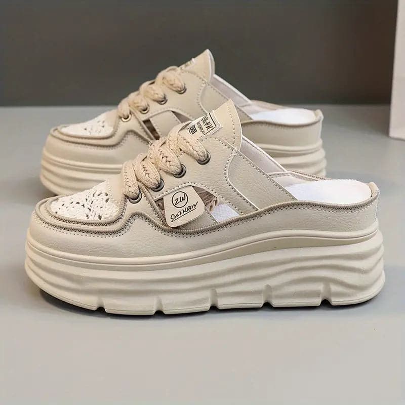 Baskets Mules Femme - Semelle Plateforme - Slip-On Confortable - Style Sport Chic
