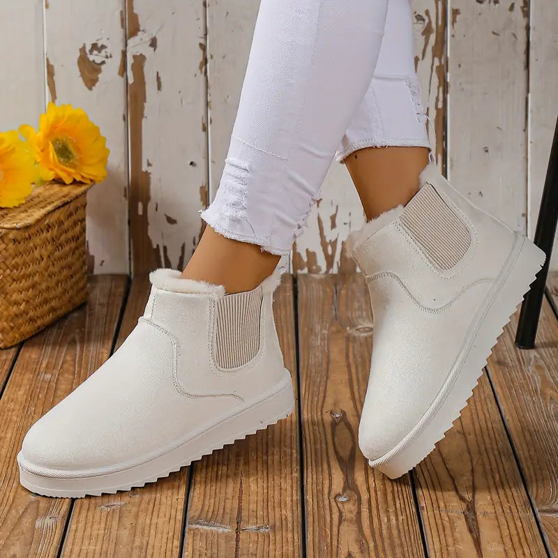Bottes de neige thermiques en peluche tendance - Chaussons confortables