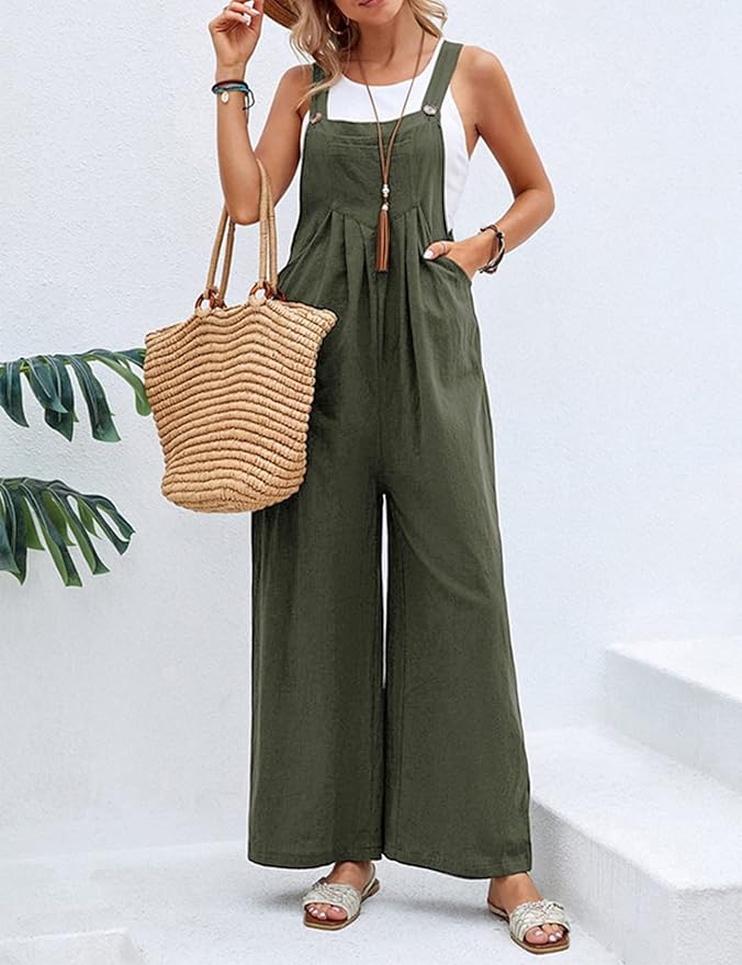 Salopette Femme - Coupe Ample - Jambes Larges - Bretelles Réglables - Style Décontracté