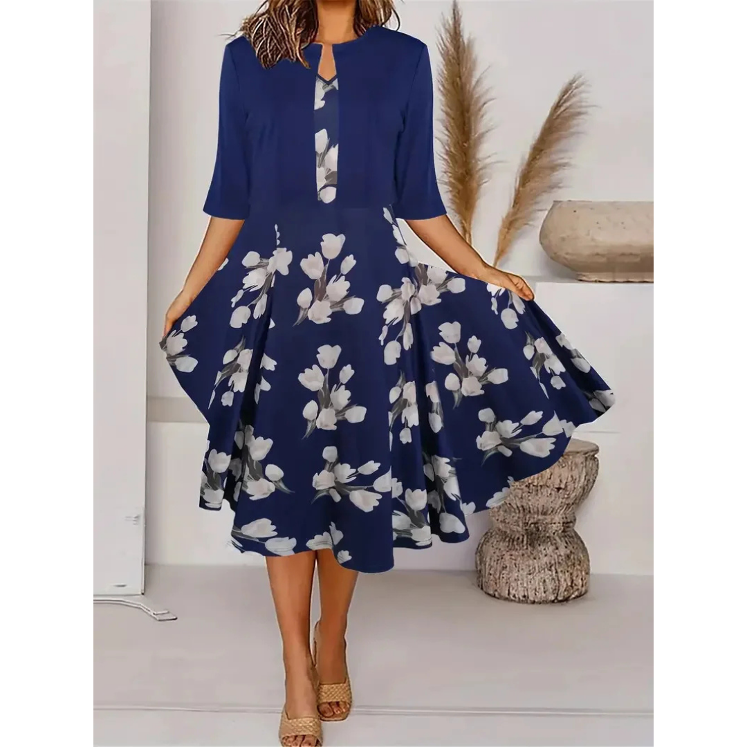 Robe longue femme – Coupe évasée élégante – Imprimé floral – Tissu respirant