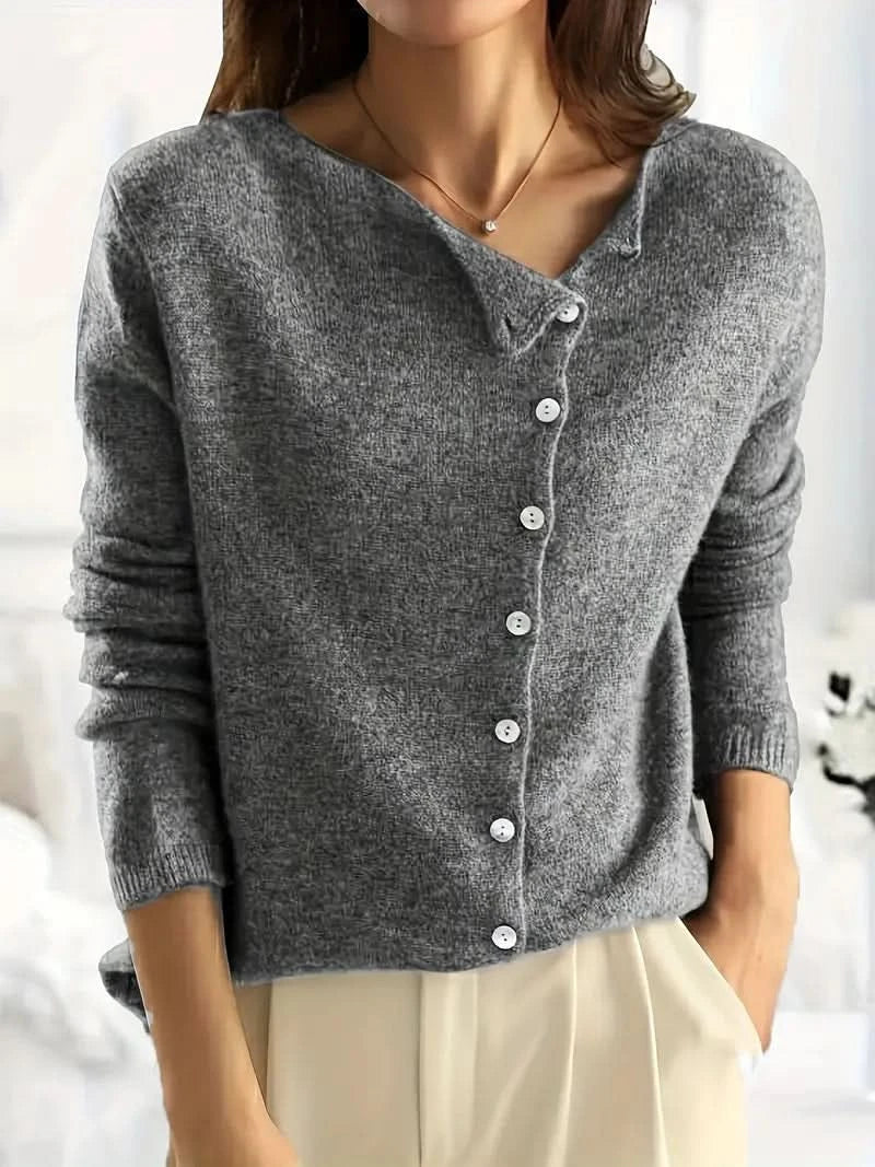 Eleganter bequemer Zopfmusterpullover mit Reißverschluss für Damen