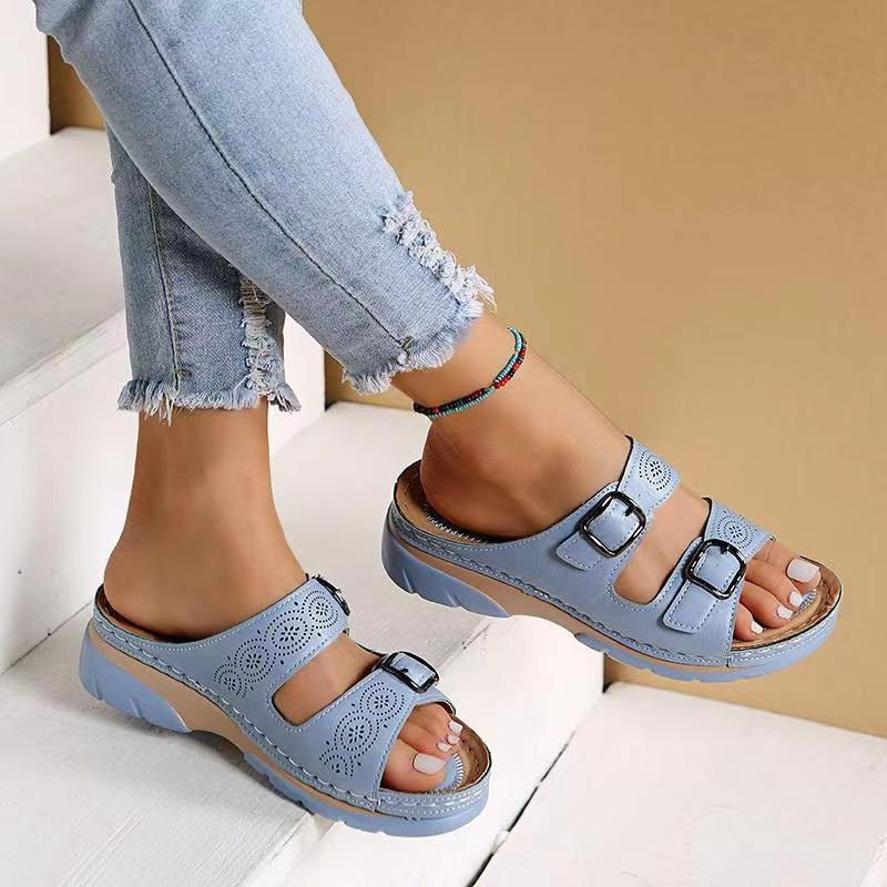 Sandales femme – Bout ouvert – Brides à boucle réglables – Semelle confort breathable