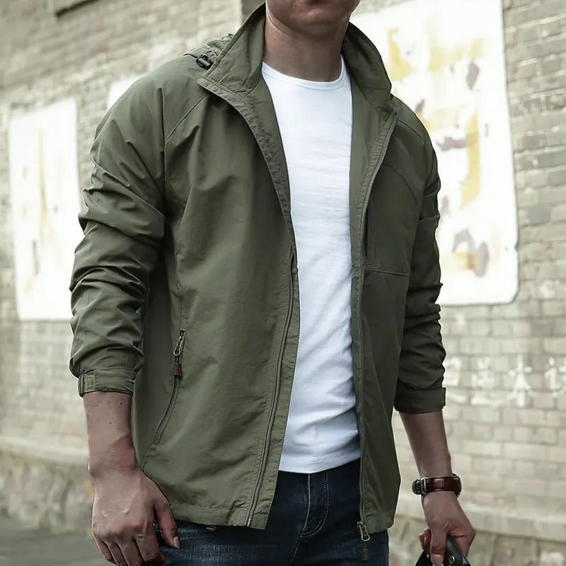Veste cargo homme – Coupe régulière – Tissu respirant et imperméable – Poches zippées