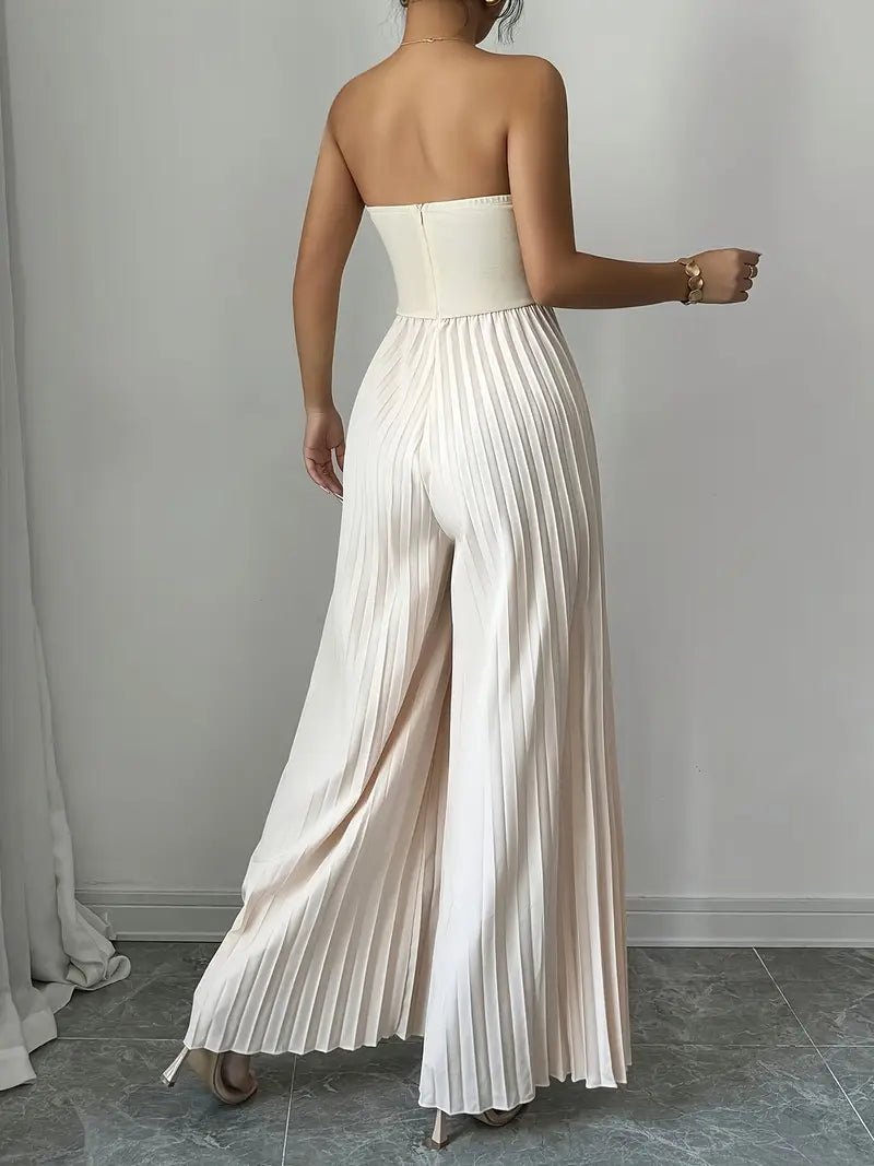 Robe Longue Femme - Sans Bretelles - Corset Structuré - Plissée Élégante