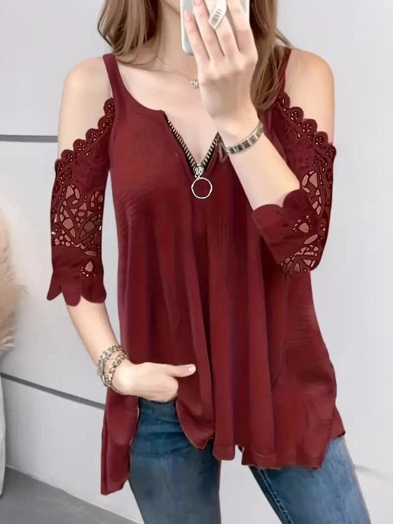 Lotte - Chemisier avec fermeture éclair et épaules inhabituelles