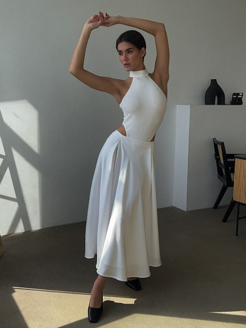 Jupe Longue Femme – Satin Fluide – Taille Haute – Coupe Évasée Élégante