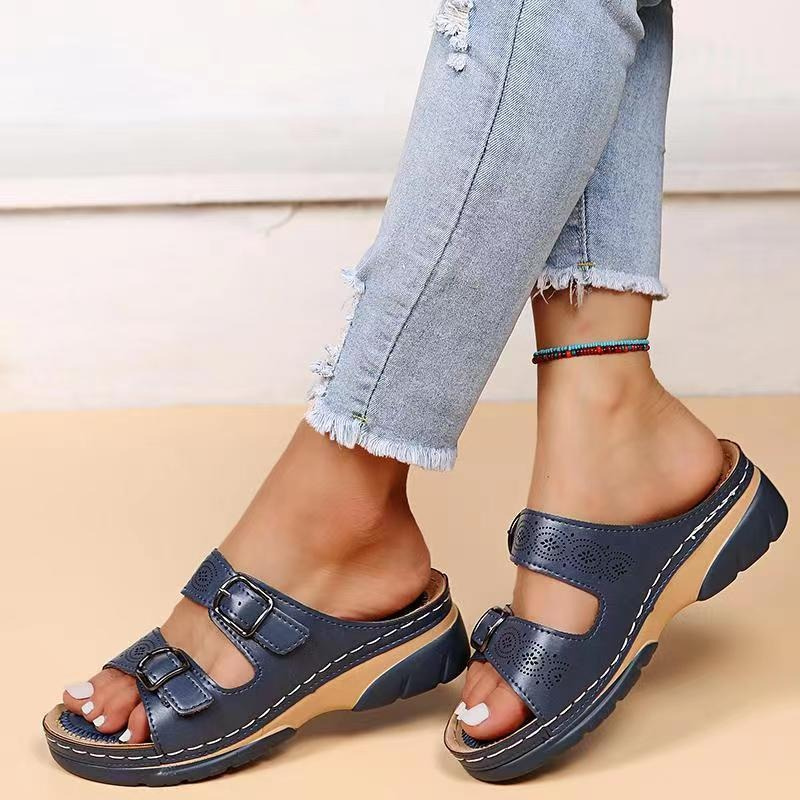 Sandales femme – Bout ouvert – Brides à boucle réglables – Semelle confort breathable