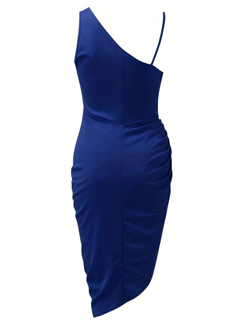 Robe Femme – Asymétrique à Une Épaule – Paillettes Élégantes – Fendue Soirée