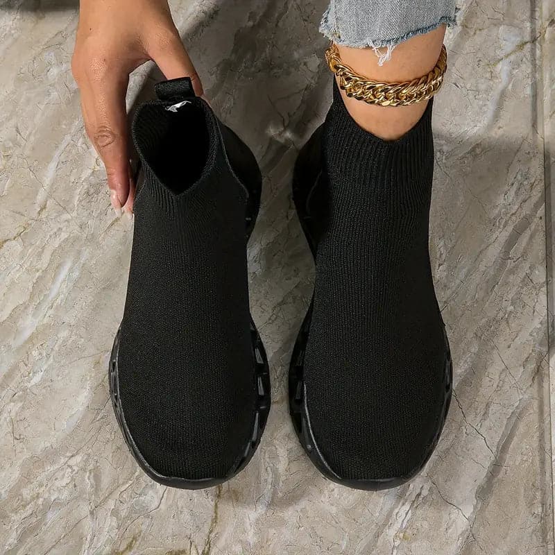 Baskets Chaussettes Femme - Tissu Stretch Respirant - Semelle Confort Antidérapante
