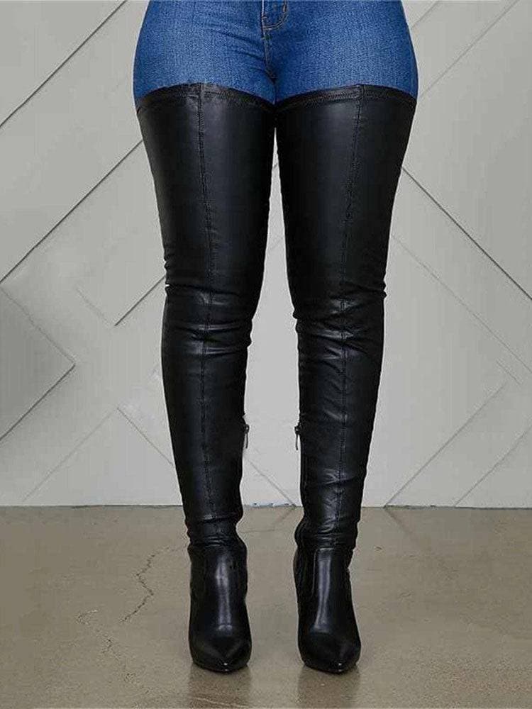 Bottines Hautes Femme - Cuir Véritable - Talon Épais - Bout Rond - Confort et Élégance