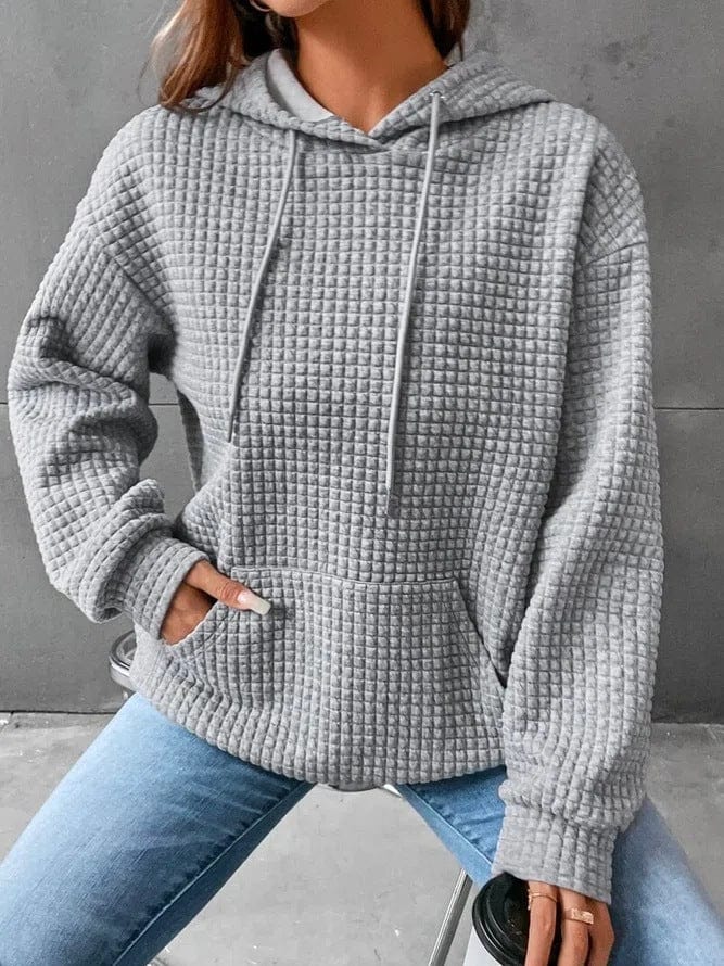 Sweat à capuche matelassé femme – Coupe décontractée – Poche kangourou – Coton doux