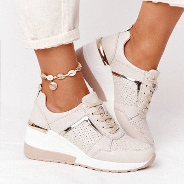 Baskets Femme – Confort Optimal – Lacets et Fermeture Éclair – Semelle Amortissante