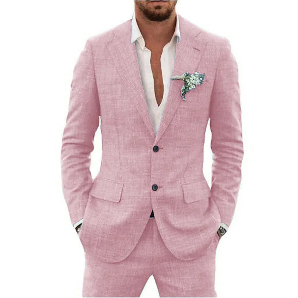 Blazer homme – Coupe slim – Tissu respirant – Deux boutons – Col à revers classique