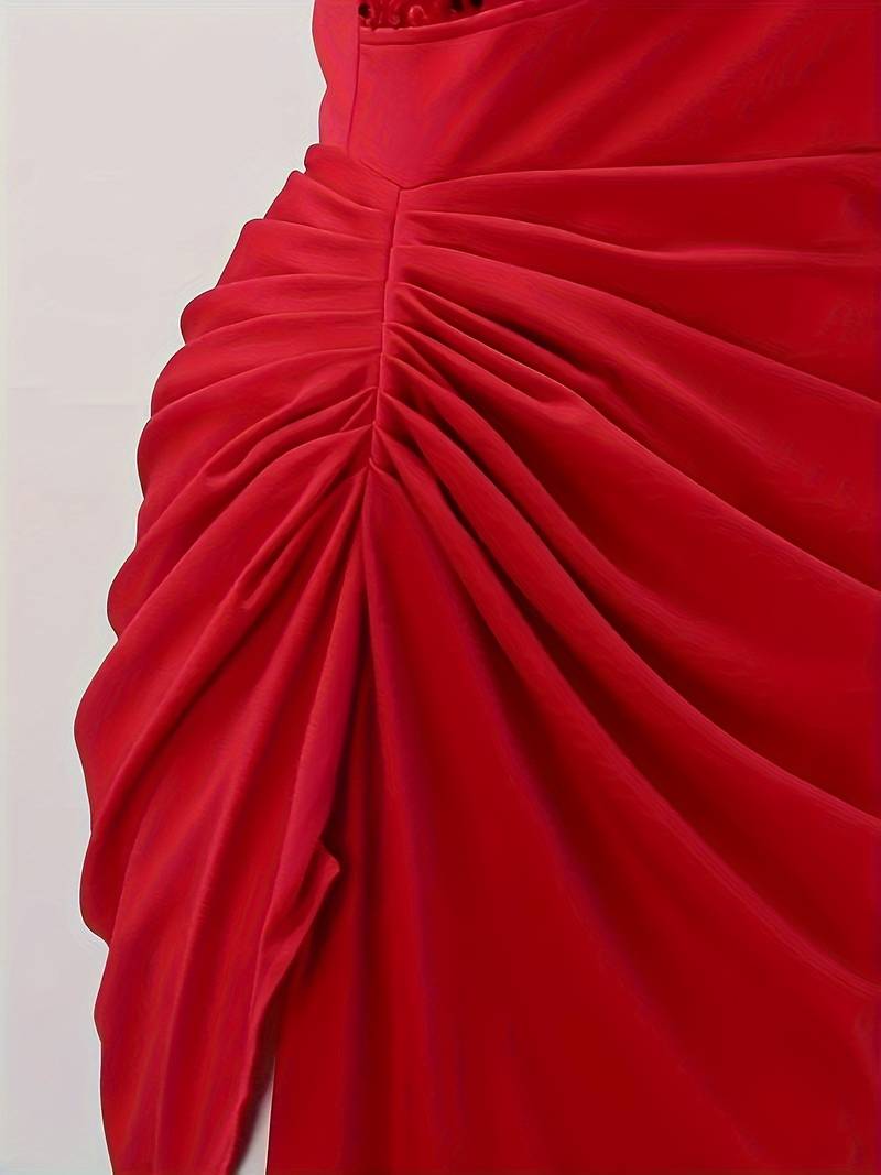 Robe Femme – Asymétrique à Une Épaule – Paillettes Élégantes – Fendue Soirée