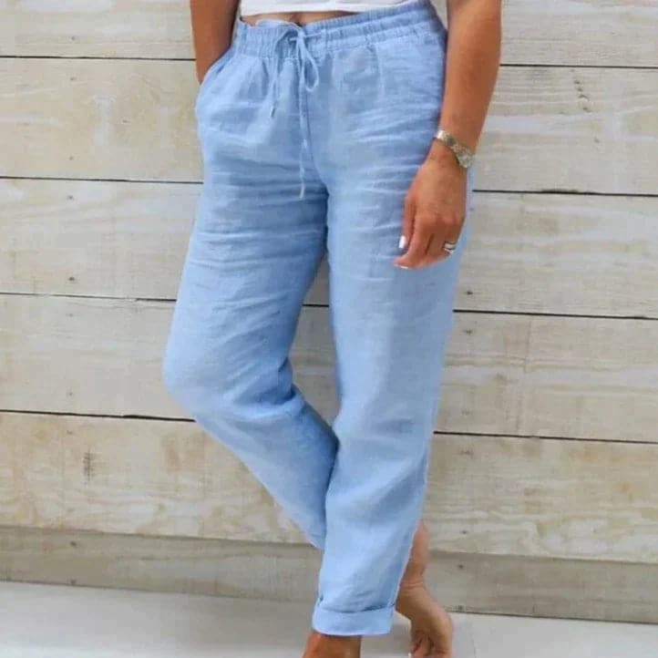 Pantalon Femme - 100% Coton - Taille Élastique - Confortable et Décontracté