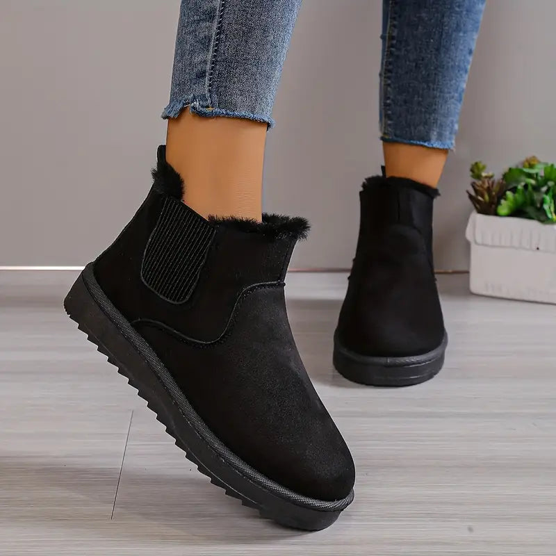 Bottes de neige thermiques en peluche tendance - Chaussons confortables
