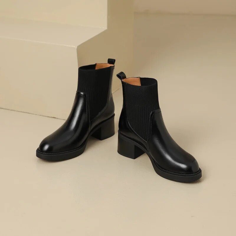 Bottes chaussettes fines extensibles pour femme - Confort et élégance