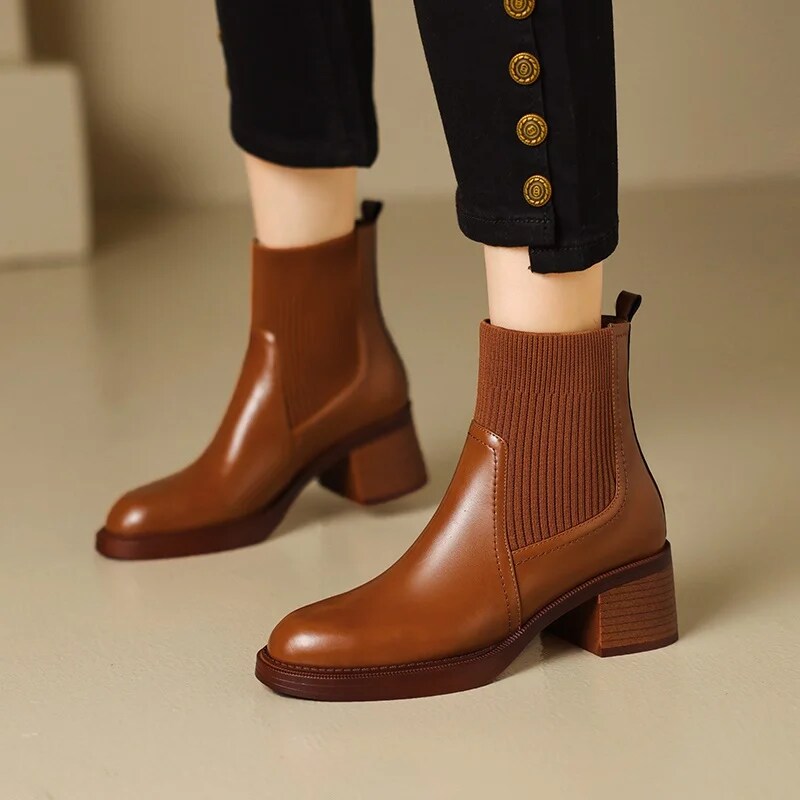 Bottes chaussettes fines extensibles pour femme - Confort et élégance
