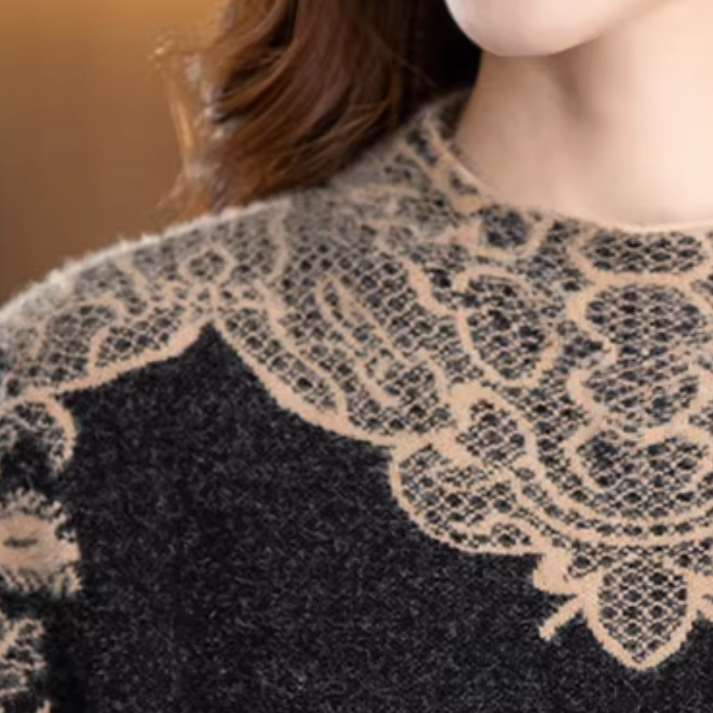 Robe Pull Femme - Coupe Mi-Longue - Manches Longues - Motifs Floraux Élégants