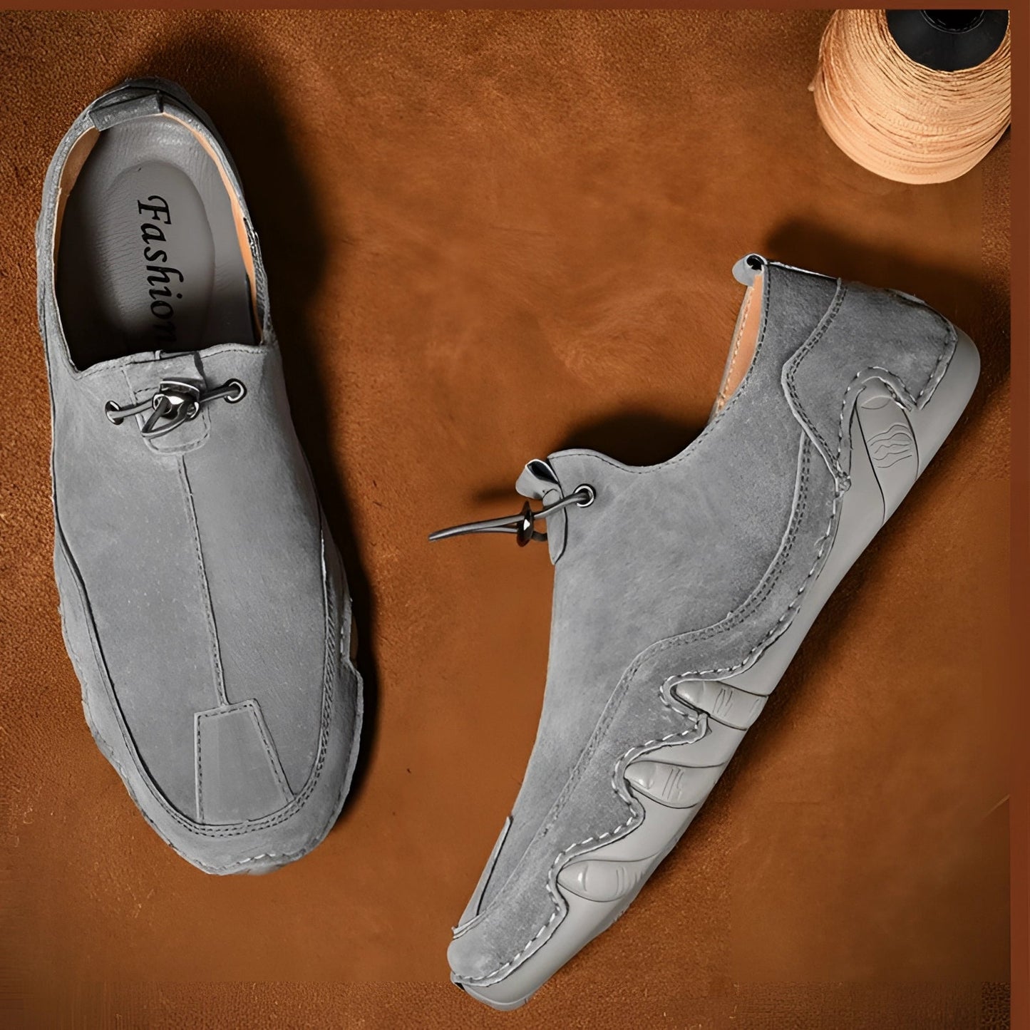 Homme Mocassins Slip-On - Matière Cuir - Semelle Flexible - Fermeture Cordon Ajustable