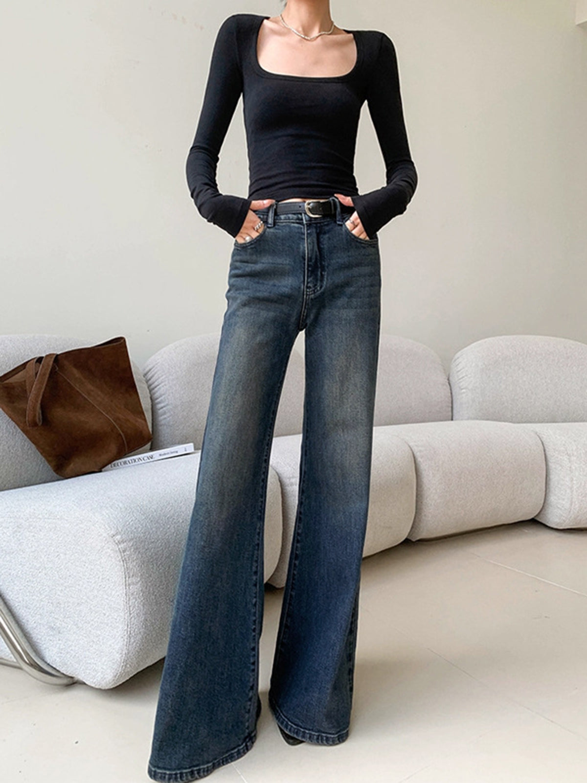 Jean Large Taille Haute - Coupe Ample - Style Vintage - Confort Durable