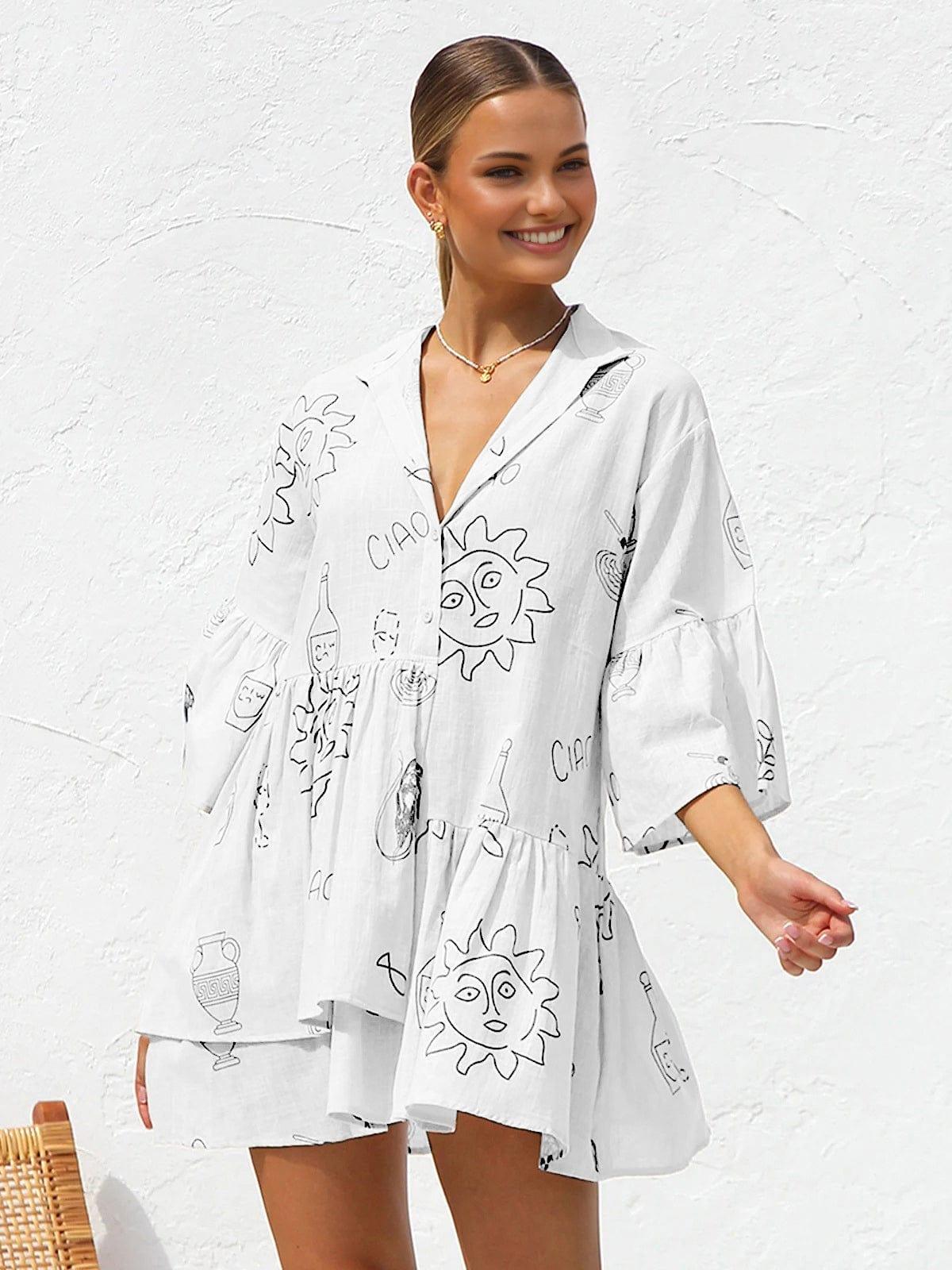 Robe décontractée à imprimé estival pour femme - Tissu léger et respirant