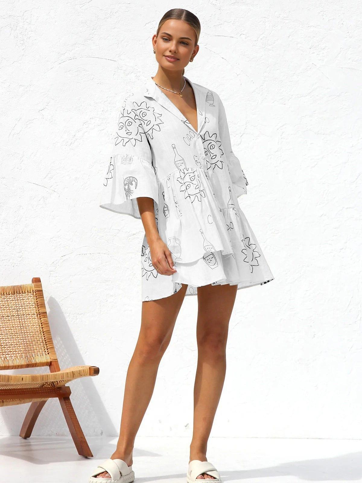 Robe décontractée à imprimé estival pour femme - Tissu léger et respirant