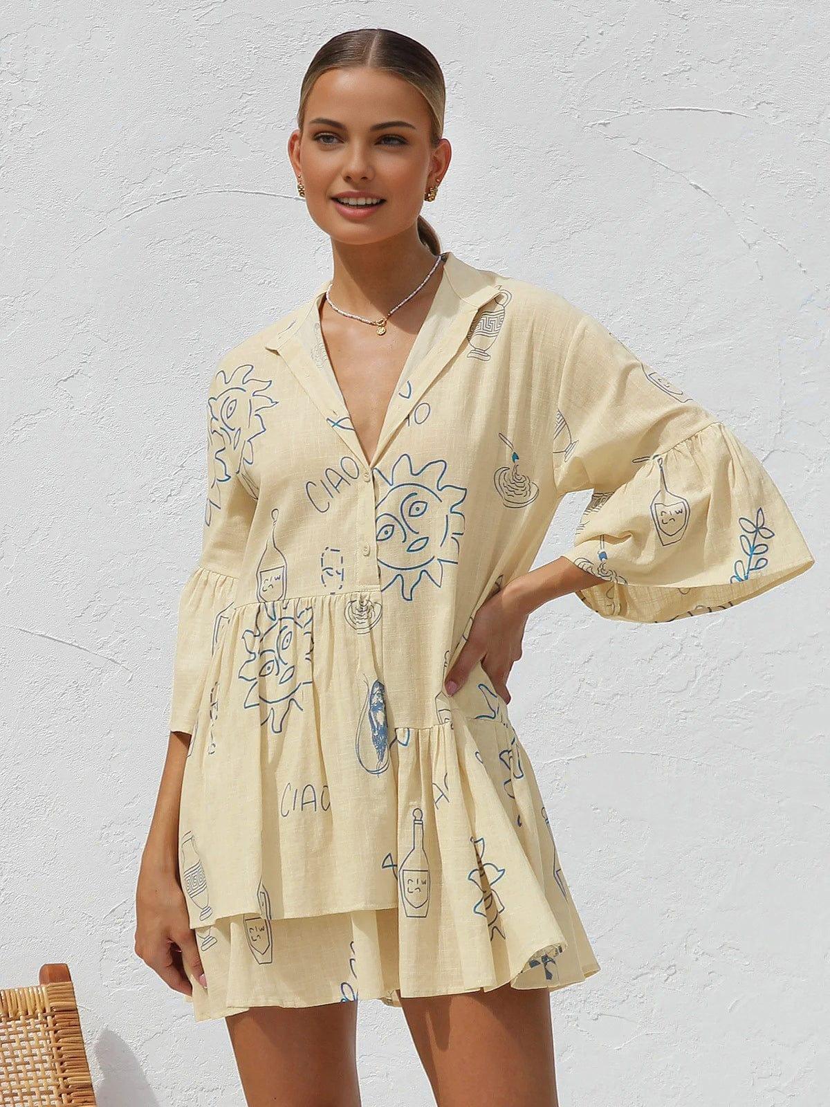Robe décontractée à imprimé estival pour femme - Tissu léger et respirant