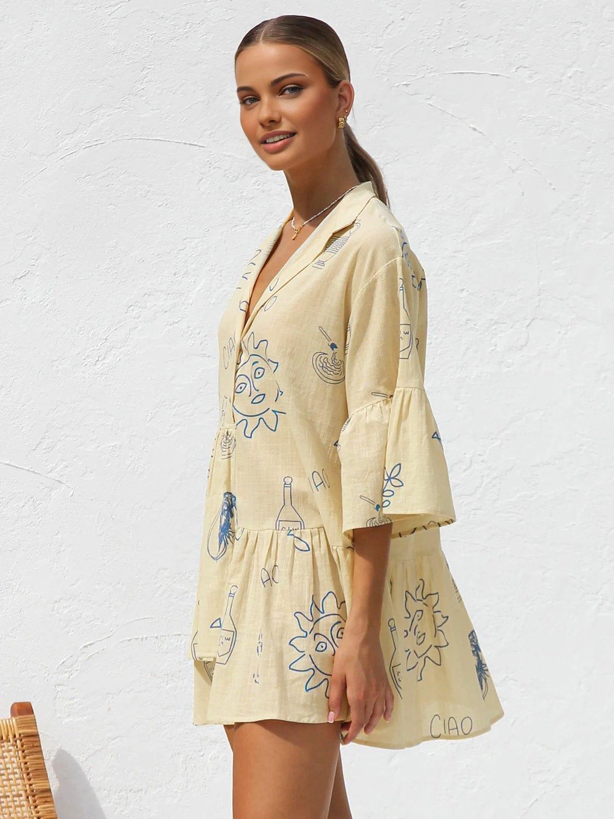 Robe décontractée à imprimé estival pour femme - Tissu léger et respirant