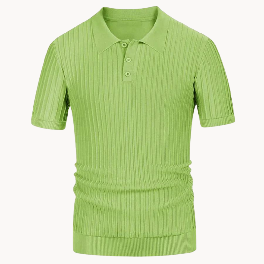 Polo Homme - Maille Côtelée - Coupe Slim - Manches Courtes - Style Moderne