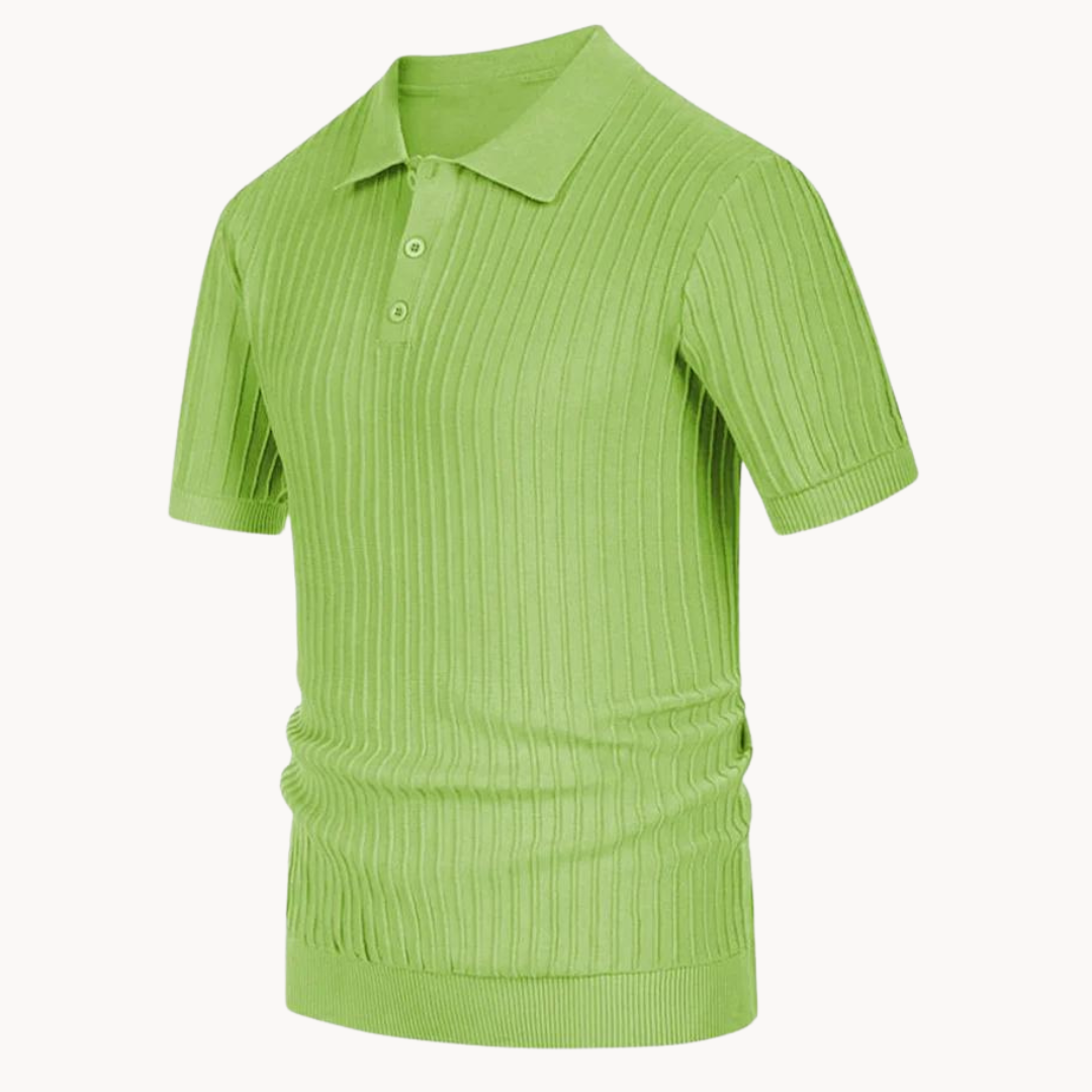 Polo Homme - Maille Côtelée - Coupe Slim - Manches Courtes - Style Moderne