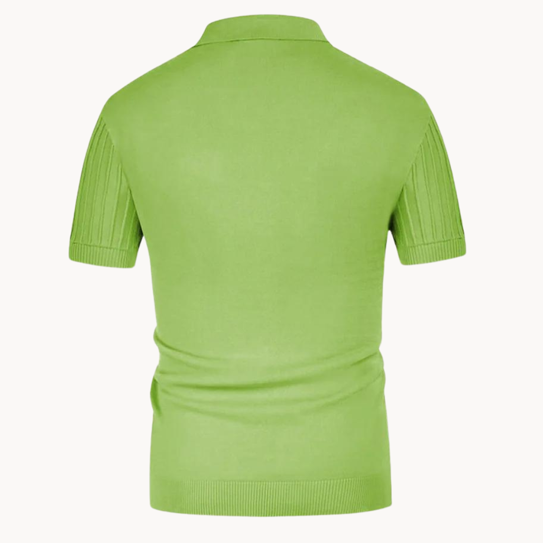 Polo Homme - Maille Côtelée - Coupe Slim - Manches Courtes - Style Moderne
