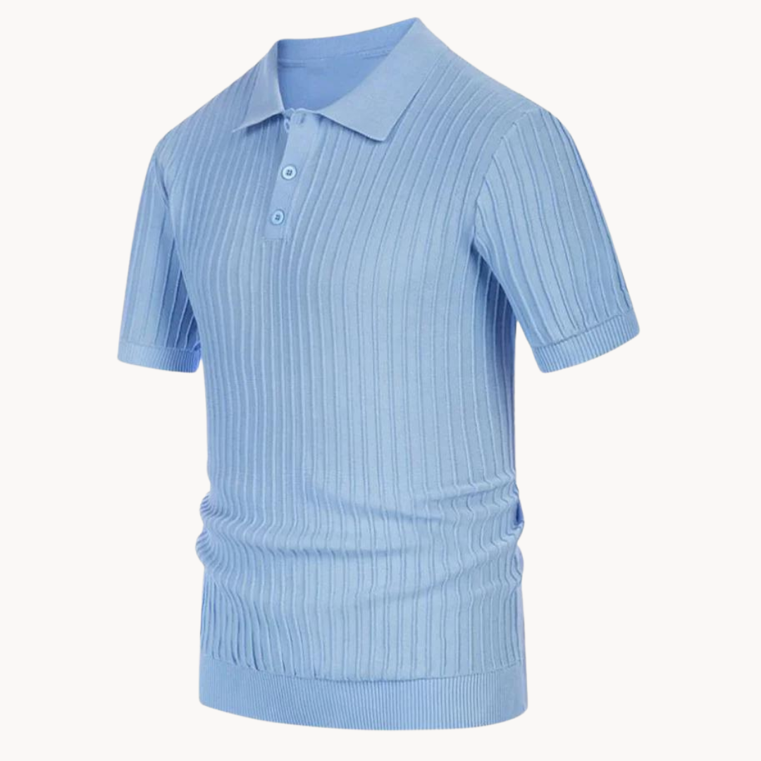 Polo Homme - Maille Côtelée - Coupe Slim - Manches Courtes - Style Moderne