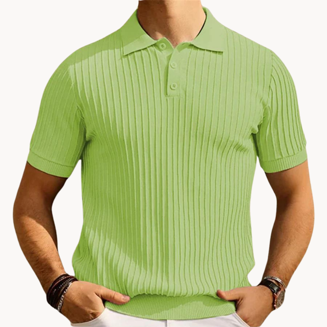 Polo Homme - Maille Côtelée - Coupe Slim - Manches Courtes - Style Moderne