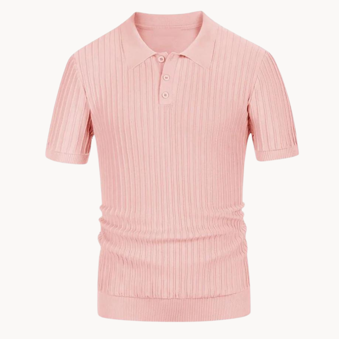 Polo Homme - Maille Côtelée - Coupe Slim - Manches Courtes - Style Moderne