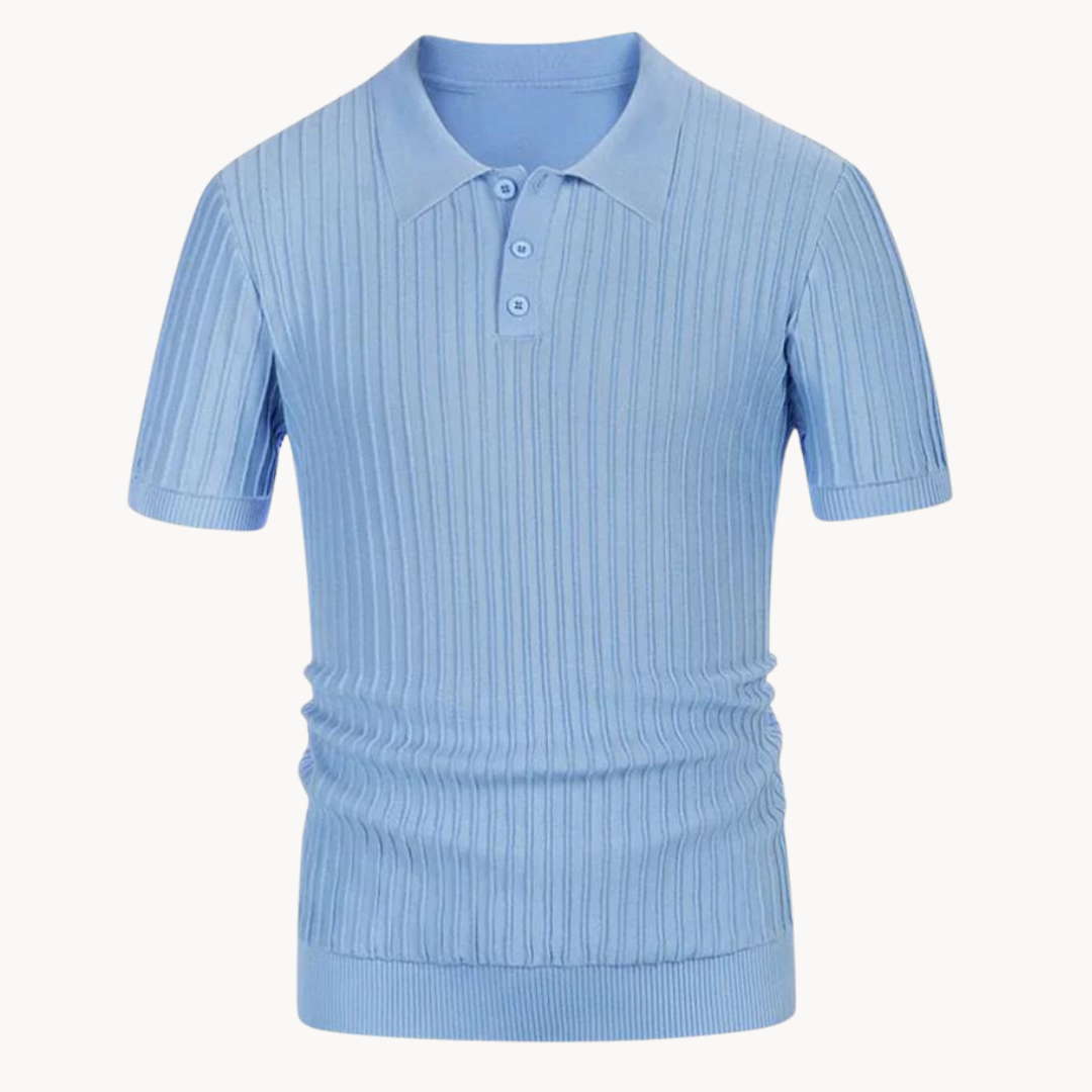 Polo Homme - Maille Côtelée - Coupe Slim - Manches Courtes - Style Moderne