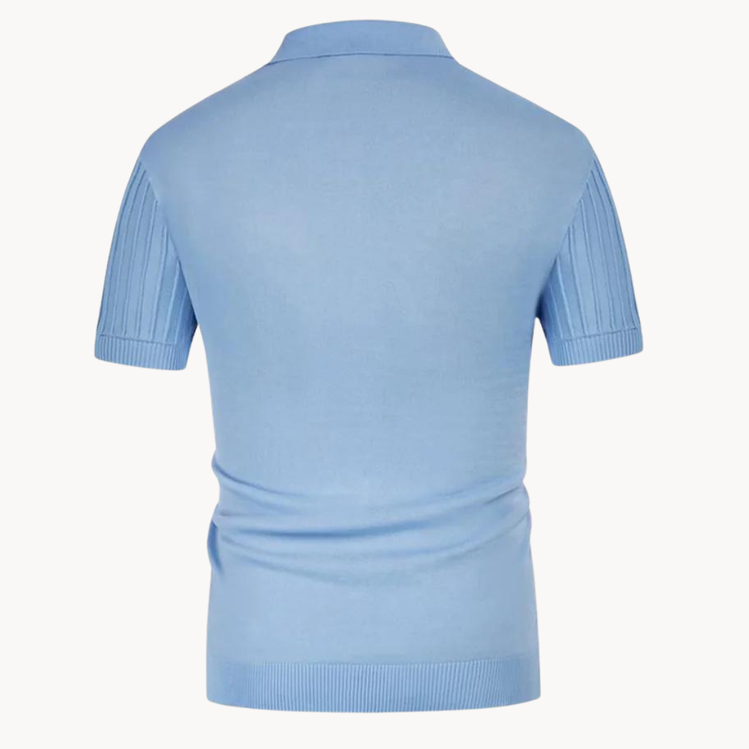 Polo Homme - Maille Côtelée - Coupe Slim - Manches Courtes - Style Moderne