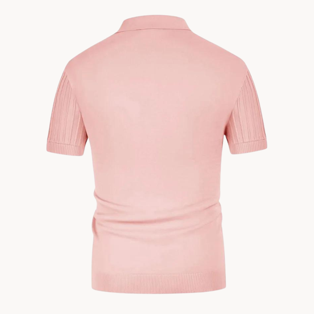 Polo Homme - Maille Côtelée - Coupe Slim - Manches Courtes - Style Moderne