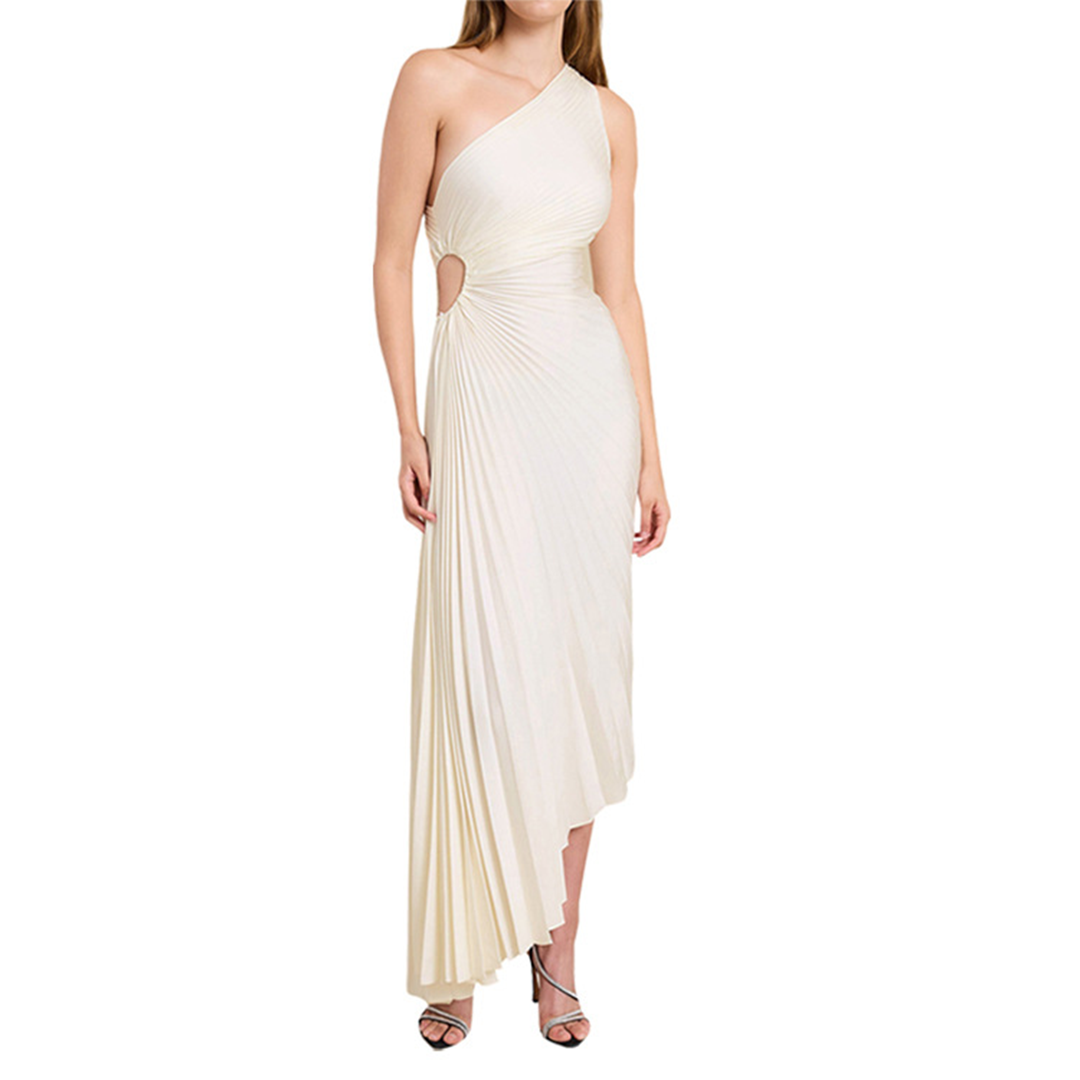 Robe de Soirée Femme - Épaule Dénudée - Longue Plissée Élégante