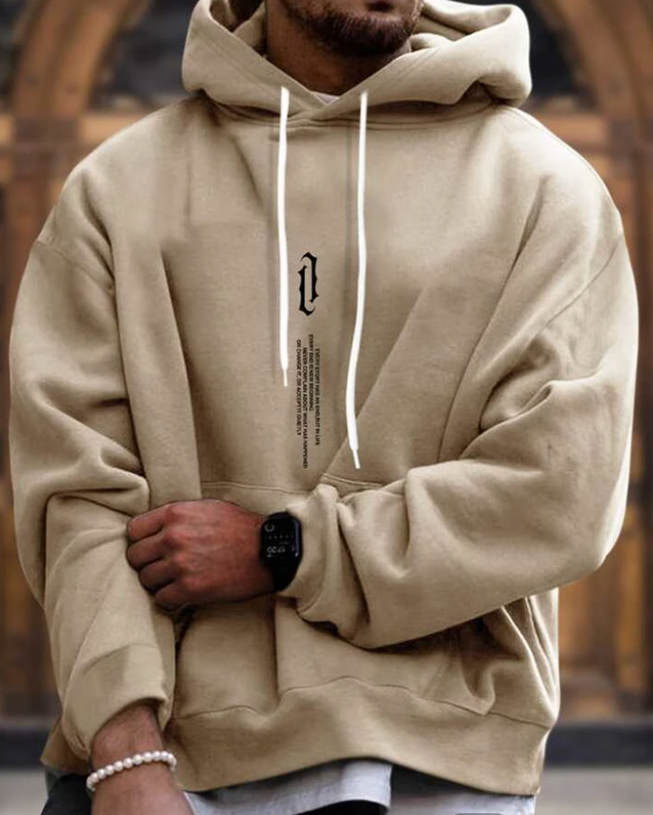 Sweat à capuche homme – Coupe oversize – Coton doux – Poche kangourou – Poignets côtelés