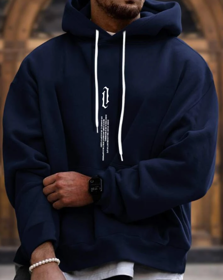 Sweat à capuche homme – Coupe oversize – Coton doux – Poche kangourou – Poignets côtelés