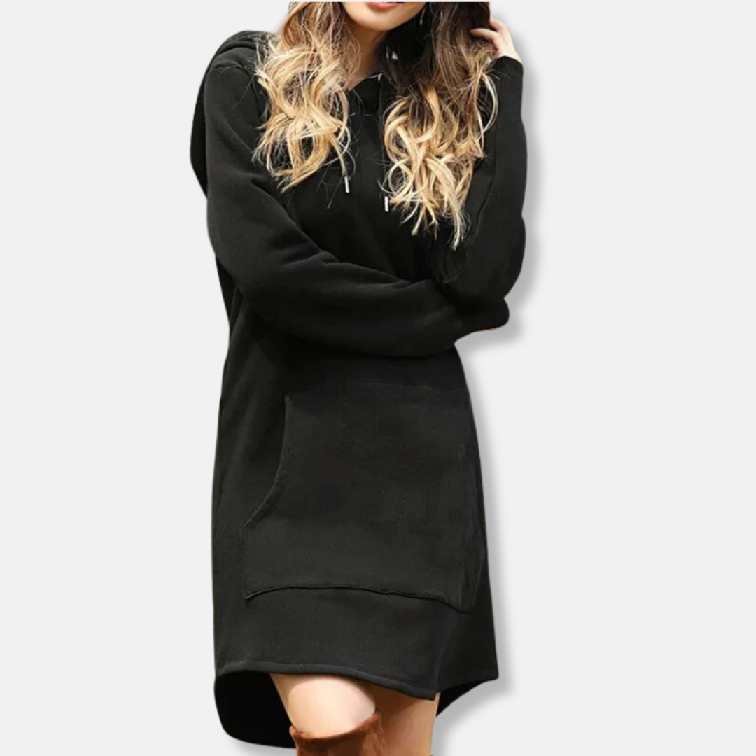 Robe sweat femme – coupe décontractée – coton doux – manches longues avec capuche
