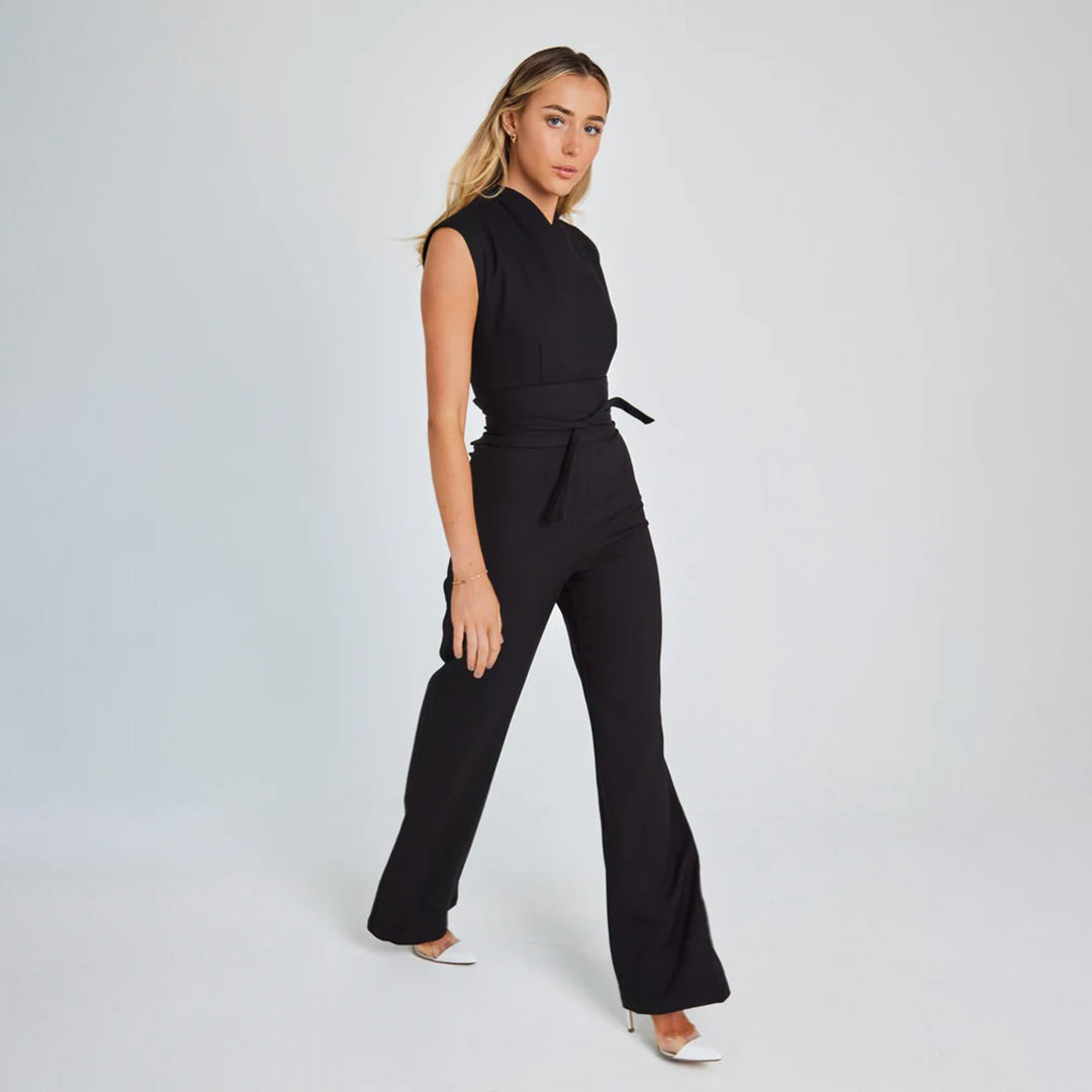 Combinaison Femme – Sans Manches – Taille Haute Ceinturée – Large Fluide Élégante