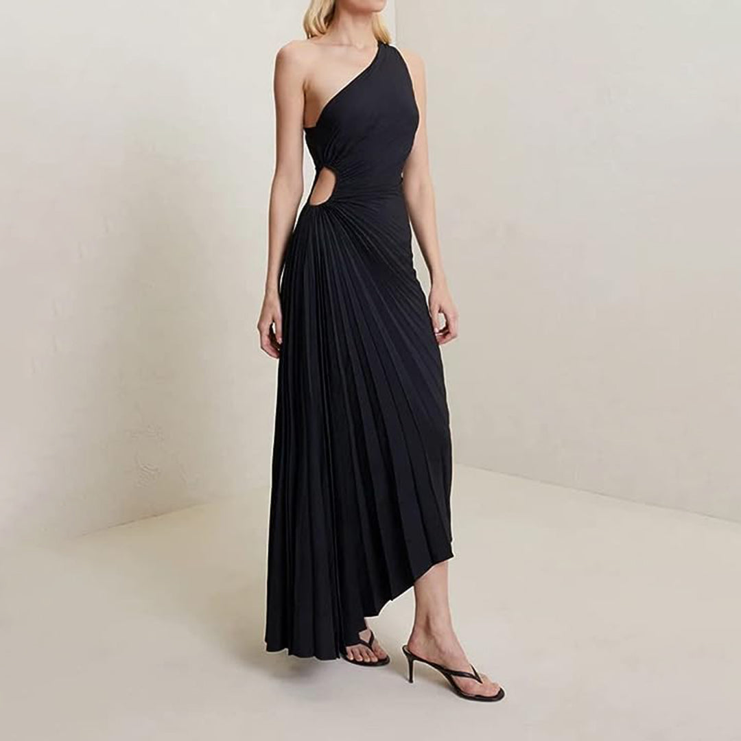 Robe de Soirée Femme - Épaule Dénudée - Longue Plissée Élégante