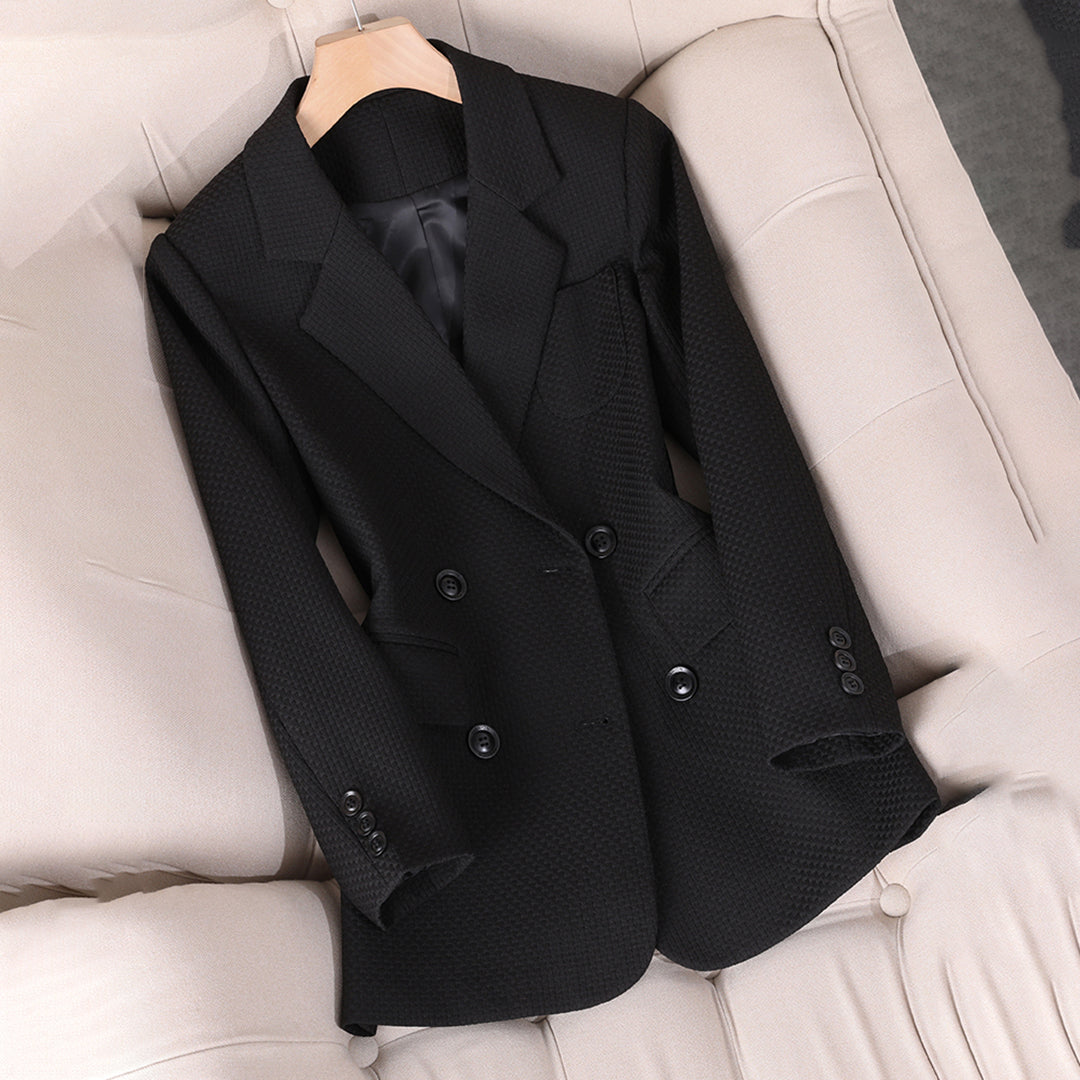 Blazer femme – Coupe ajustée – Tissu texturé luxe – Double boutonnage – Col à revers